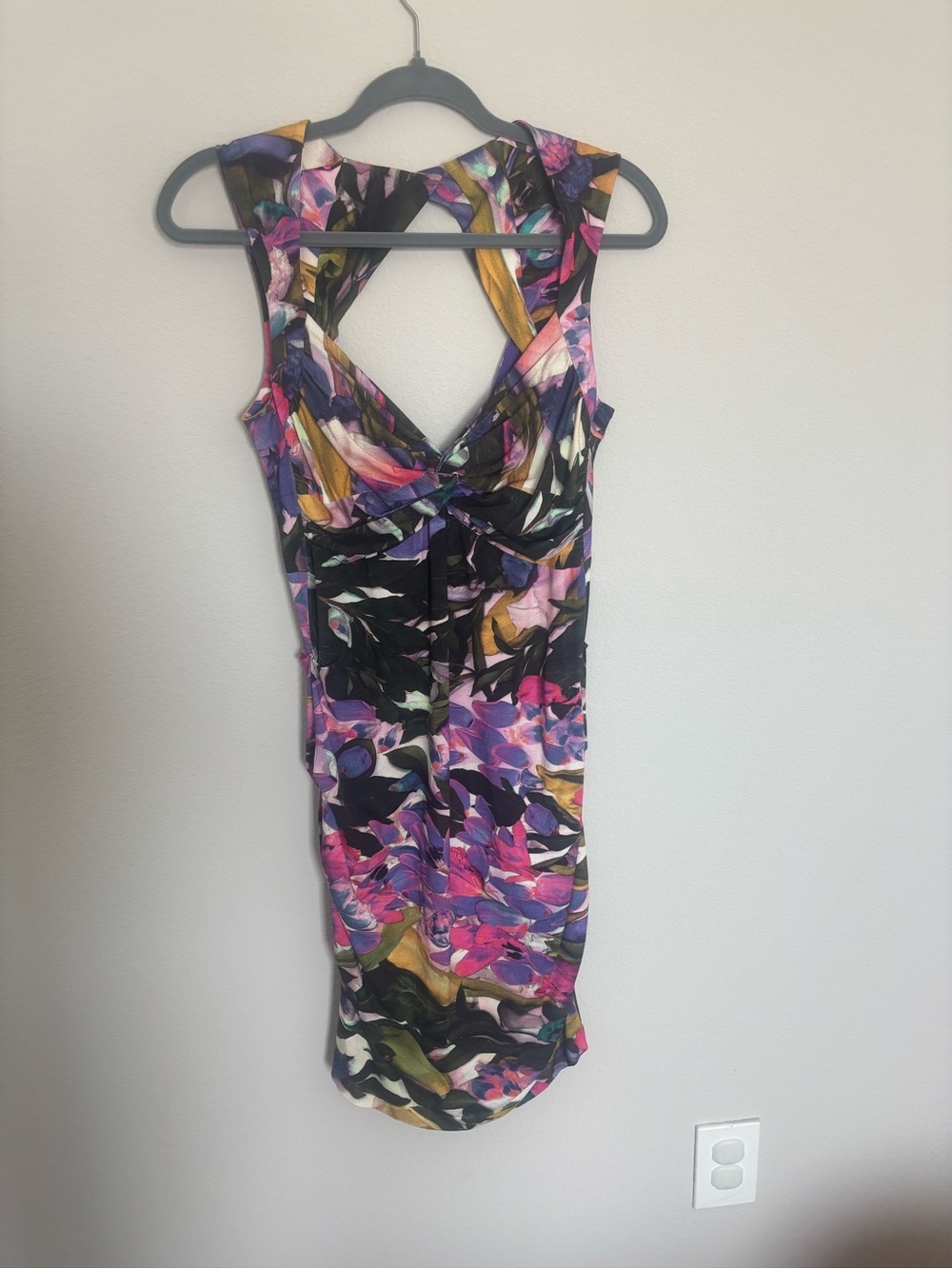 Nicole Miller Artelier floral ruched sheath dress size 12
